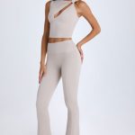 Petite Foldover Flared Trousers in Taupe - Image 8