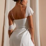 Asymmetric Draped Mini Dress in White - Image 2