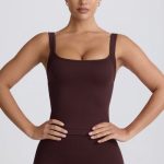Super Sculpt Seamless Longline Tank Top in Chocolate