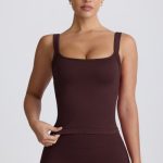 Super Sculpt Seamless Longline Tank Top in Chocolate - Image 9