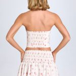 Ruffled Shirred Low-Rise Micro Mini Skirt in Small Rose Print - Image 2