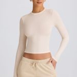 Ribbed Modal Long-Sleeve Top in Ecru - Image 6