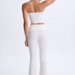 Twist-Front Flared Trousers in White - Image 2