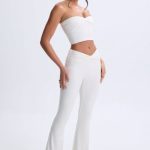 Twist-Front Flared Trousers in White - Image 7