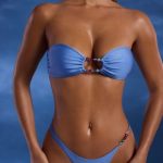 Bead-Embellished Bandeau Bikini Top in Powder Blue - Image 4