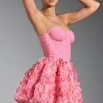Embellished Floral-Appliqu?? Lace-Up Mini Dress in Pink - Image 3