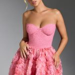 Embellished Floral-Appliqu?? Lace-Up Mini Dress in Pink - Image 9