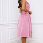 Halterneck Lace-Up Ruched Corset Midi Dress in Mauve - Image 2