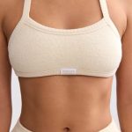 Terry Towelling Scoop-Neck Bralette in Cream - Image 4