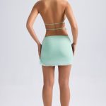 Draped A-Line Mini Skirt in Pastel Green - Image 2