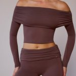 Fold-Over Mini Shorts in Taupe Brown - Image 4