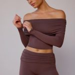Fold-Over Mini Shorts in Taupe Brown - Image 7