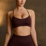 Super Sculpt Seamless Cross-Back Sports Bra in Chocolate - Image 2