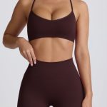 Super Sculpt Seamless Cross-Back Sports Bra in Chocolate - Image 6