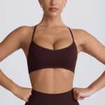 Super Sculpt Seamless Cross-Back Sports Bra in Chocolate - Image 8