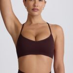 Super Sculpt Seamless Cross-Back Sports Bra in Chocolate - Image 9