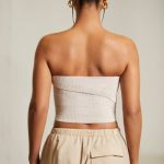 Overlap Bandeau Crop Top in Beige - Image 2