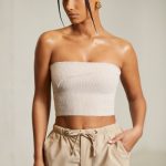 Overlap Bandeau Crop Top in Beige - Image 8