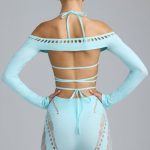 Embellished Cropped Shrug in Ice Blue - Image 2