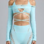 Embellished Cropped Shrug in Ice Blue - Image 4