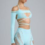 Embellished Cropped Shrug in Ice Blue - Image 6