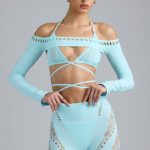 Embellished Cropped Shrug in Ice Blue - Image 8