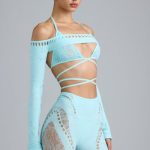 Embellished Cropped Shrug in Ice Blue - Image 10