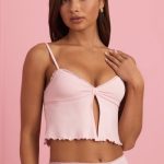 Lace-Trim Babydoll Pyjama Top in Baby Pink - Image 6