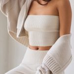Bandeau Chunky Knit Crop Top in Cream
