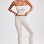 Bandeau Chunky Knit Crop Top in Cream - Image 7
