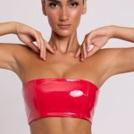 Vinyl Bandeau Bralette in Fire Red - Image 5