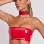 Vinyl Bandeau Bralette in Fire Red - Image 6
