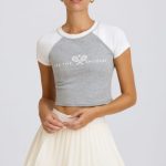 Graphic-Print Cropped T-Shirt in Grey Marl - Image 5