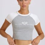 Graphic-Print Cropped T-Shirt in Grey Marl - Image 6