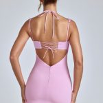 Cowl-Neck A-Line Mini Dress in Baby Pink - Image 2