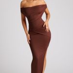Multiwear Cowl Neck Wrap Over Evening Gown in Chocolate Brown - Image 8