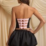 Bubble Hem Mid-Rise Mini Skirt in Black - Image 3