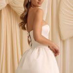 Convertible Bow-Detail Bubble Hem Midaxi Dress in Ivory - Image 3