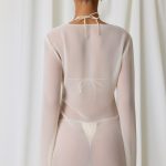 Pearl-Detail Cowl-Neck Micro Mini Dress in Pearl White - Image 2
