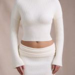 Ribbed-Knit Slash-Neck Top in Ivory - Image 5