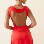 Draped Open-Back A-Line Mini Dress in Scarlet - Image 2