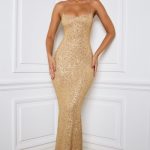 Embellished Fishtail Maxi Dress in Gold - Image 5