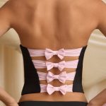 Cut-Out Bow-Detail Corset Top in Black - Image 4
