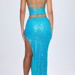 Embellished Low-Rise Maxi Skirt in Turquoise - Image 2