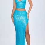 Embellished Low-Rise Maxi Skirt in Turquoise - Image 5