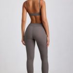 Petite Ribbed Modal High Waist Leggings in Grey - Image 2
