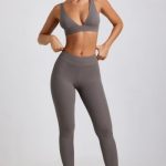 Petite Ribbed Modal High Waist Leggings in Grey - Image 4