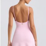 Seamless Rib A-Line Active Mini Dress in Washed Ice Pink - Image 2