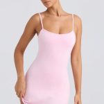 Seamless Rib A-Line Active Mini Dress in Washed Ice Pink - Image 5