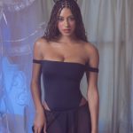 Off-Shoulder Layered Mini Dress in Black - Image 7